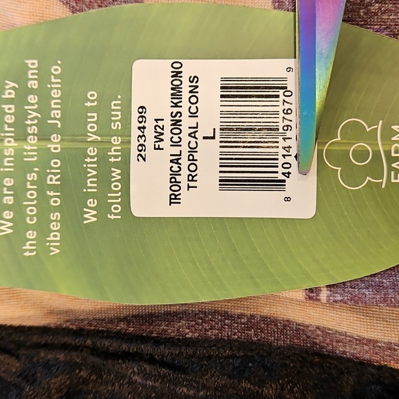 💕FARM RIO💕 Tropical Icons Kimono Robe ~ Tropical Icons Large L NWT - Picture 13 of 15